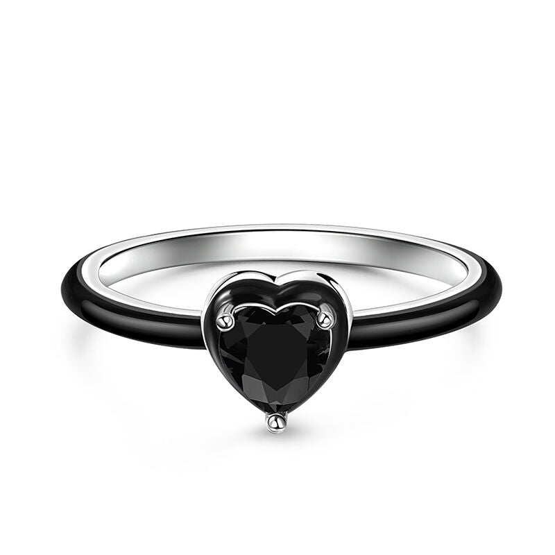 Black Hearted Silver Ring