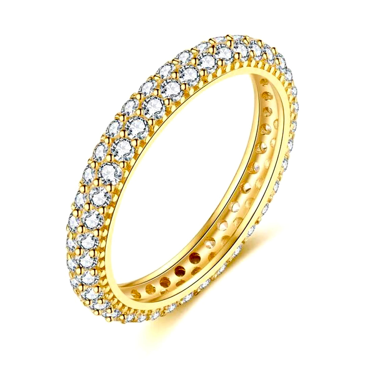 14K Gold Band with Moissanite Stones